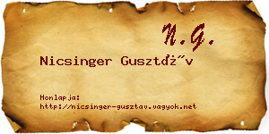 Nicsinger Gusztáv névjegykártya